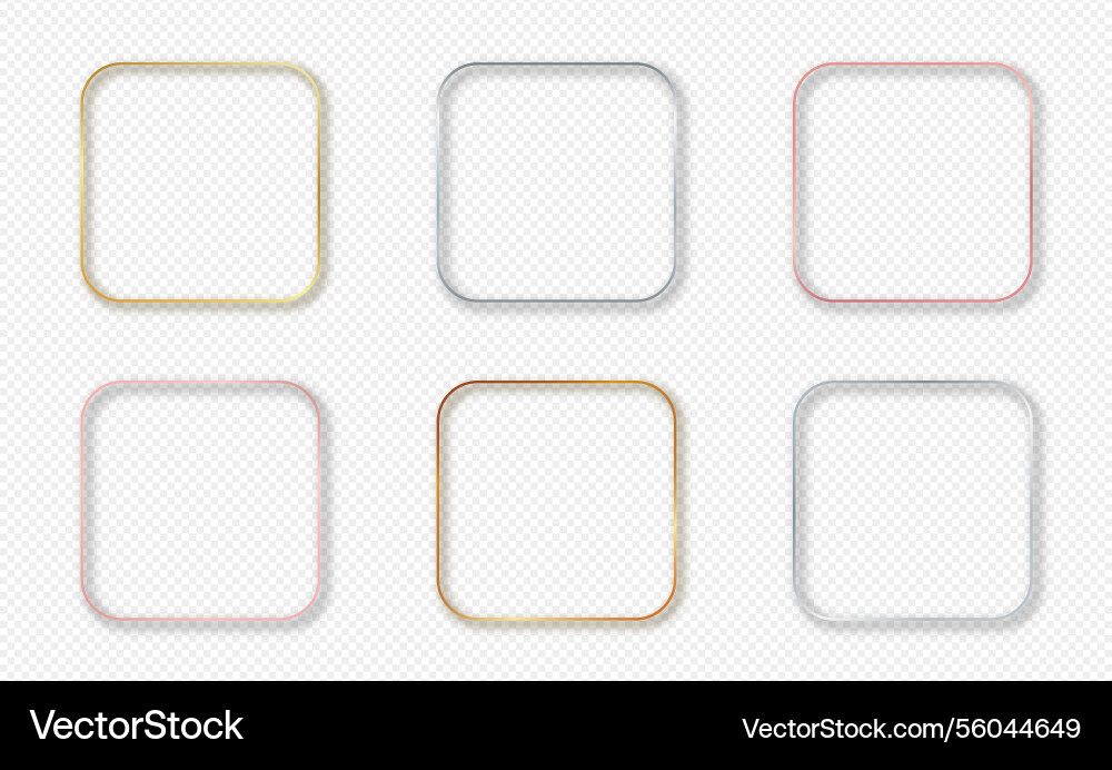 Set of six rounded square frames Set of six rounded square frames vector image