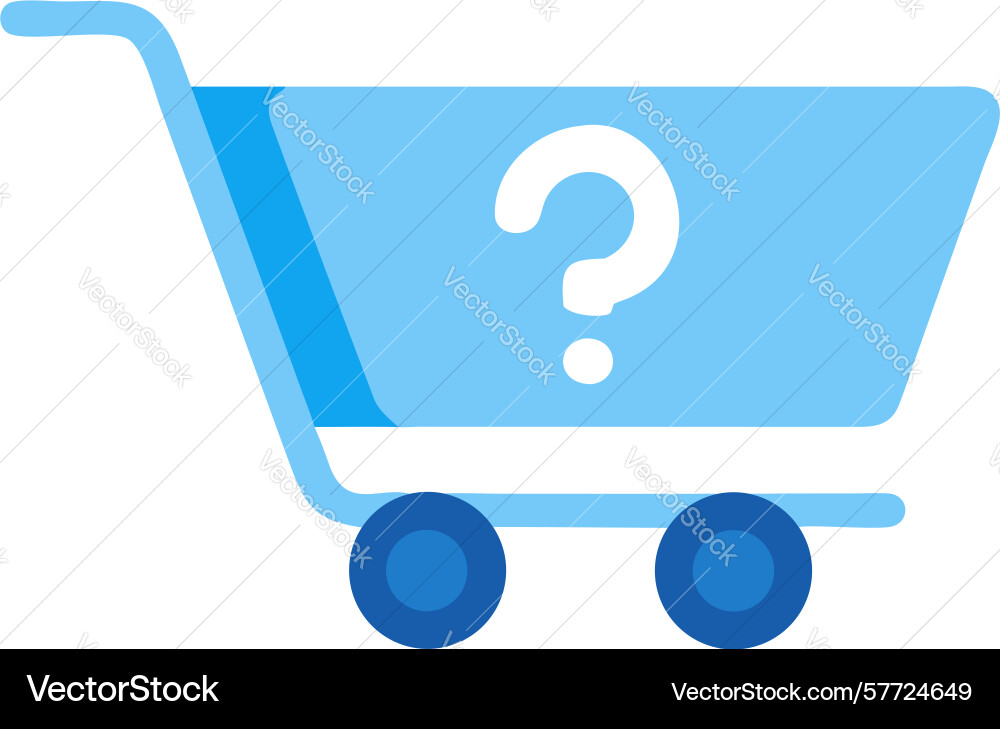 Shopping cart with product uncertainty or query Vector Image