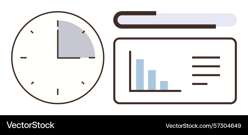 Time management concept with clock and data Time management concept with clock and data vector image
