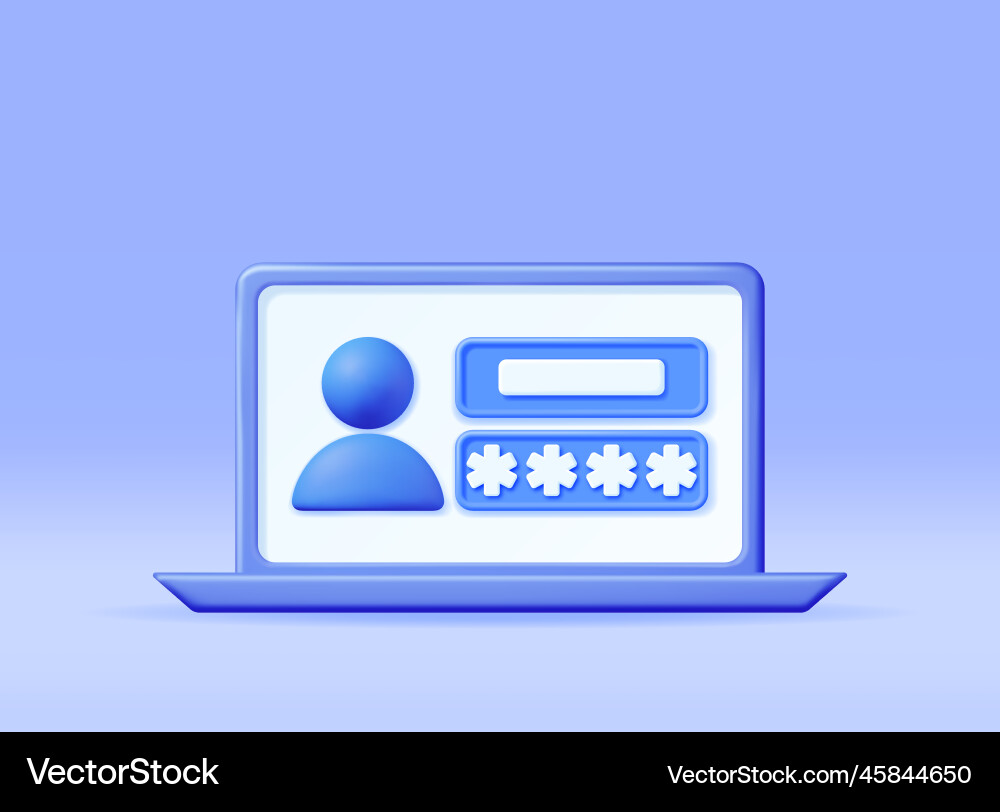 3d user login form page in laptop 3d user login form page in laptop vector image