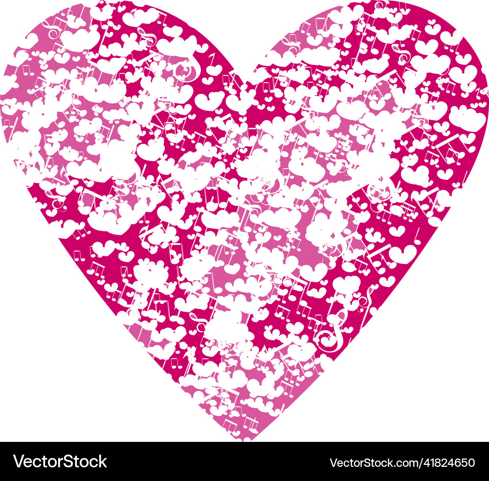 Abstract background with notes and hearts vector image
