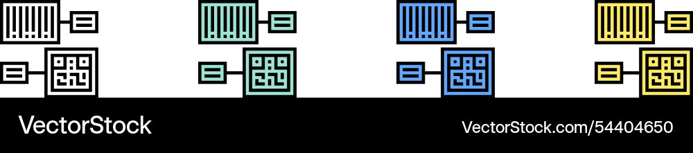 Barcode icon outline green blue and yellow style Vector Image