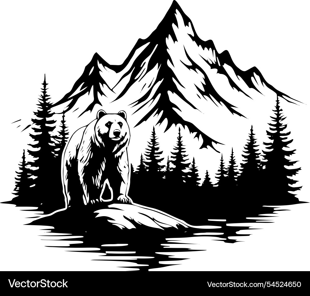 Bear in the pine forest image Vector Image