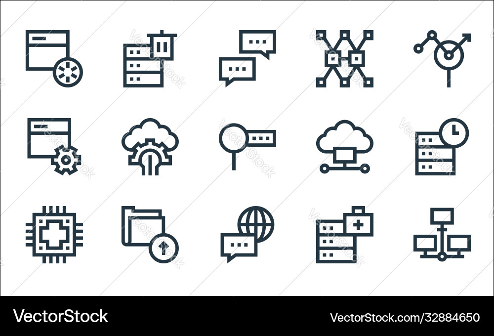 Big data line icons linear set quality Big data line icons linear set quality vector image