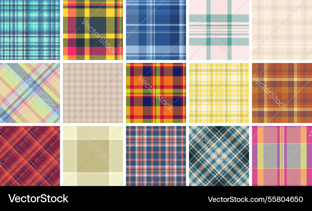Bold check patterns with stripes and textured vector image