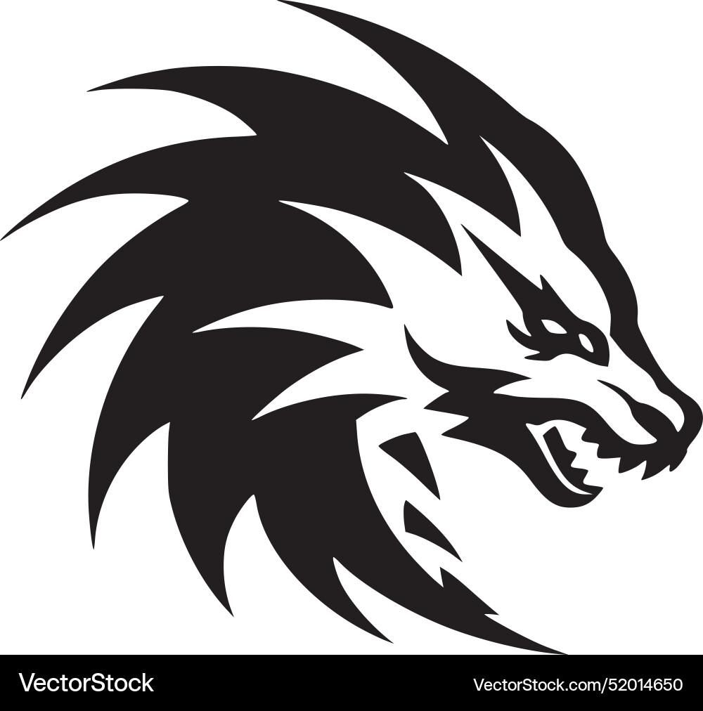 Dragon - black and white Royalty Free Vector Image
