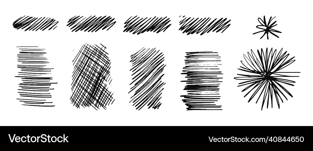 Drawn hatching lines are elongated and round Drawn hatching lines are elongated and round vector image