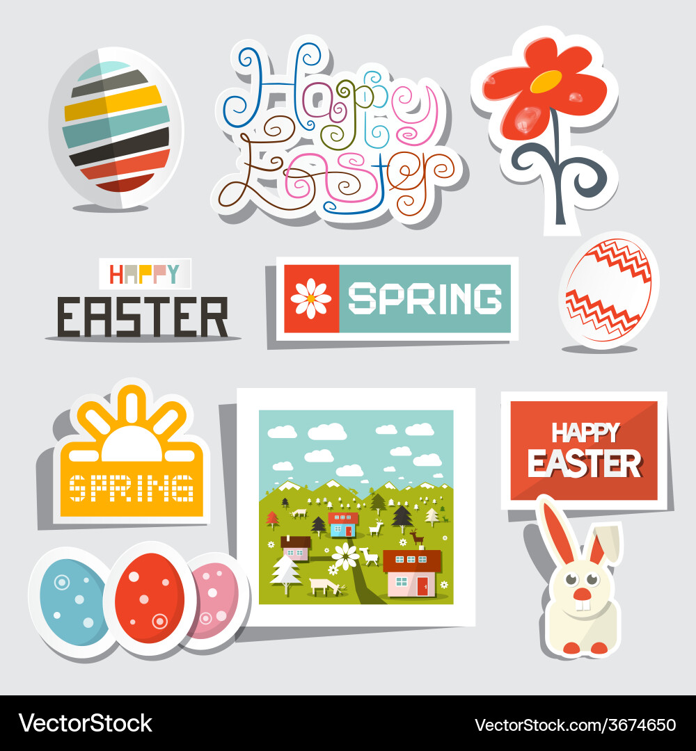 Easter isolated symbols - objects set Vector Image