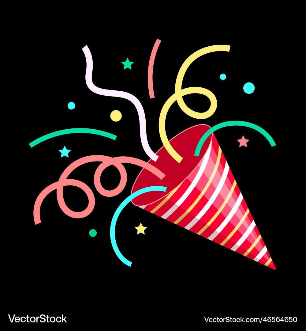 Exploding Party Popper with Confetti vector image