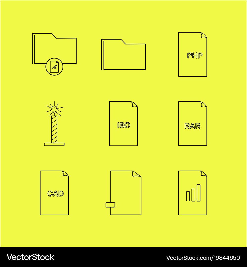 Files and folders linear icon set simple outline vector image