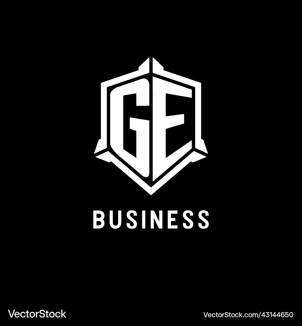 Ge logo initial with shield shape design style Vector Image