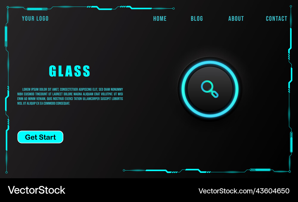 Glass button on technology background Vector Image
