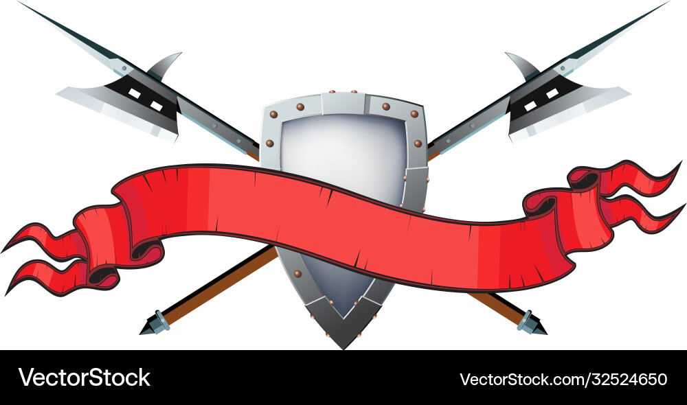 Halberd shield banner Halberd shield banner vector image
