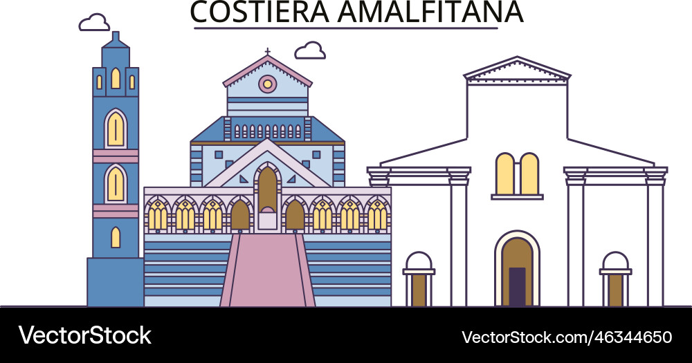 Italy amalfi coast tourism landmarks city Italy amalfi coast tourism landmarks city vector image