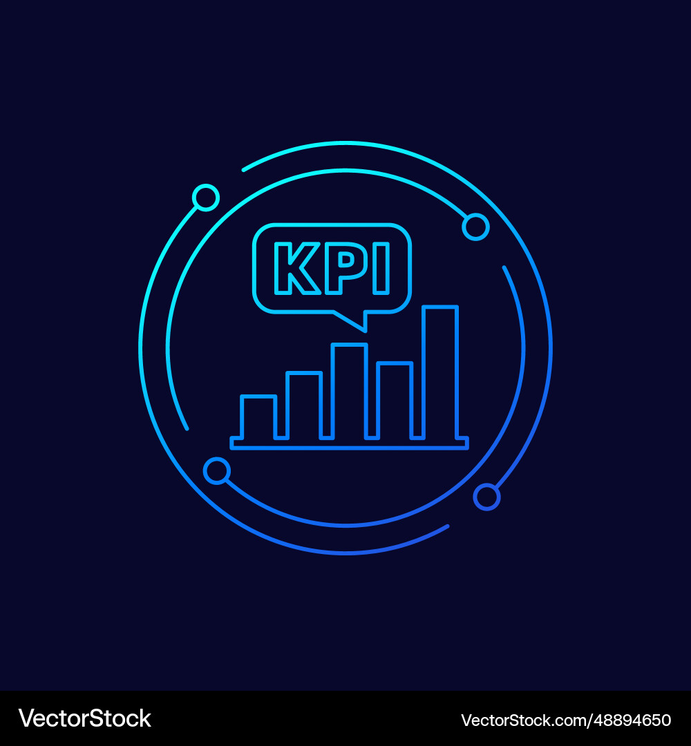 Kpi icon with a graph linear design Vector Image