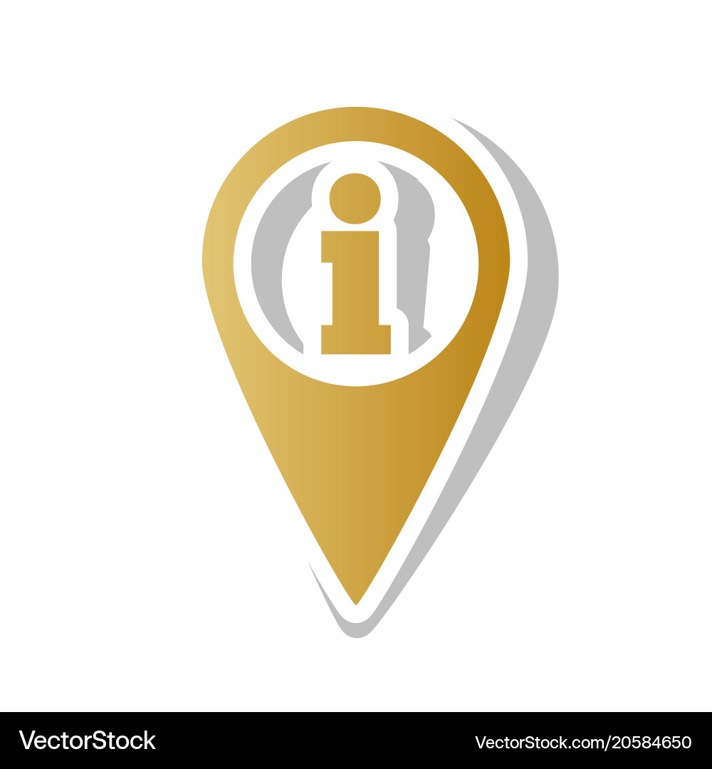 Map pointer with information sign golden vector image