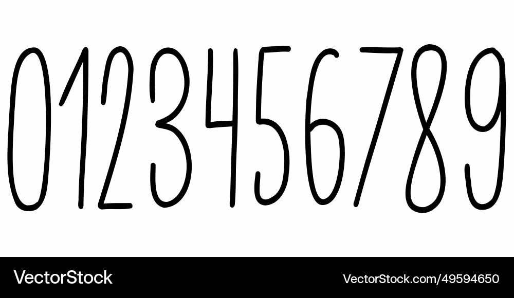 Narrow black digits numbers font from 0 to 9 Narrow black digits numbers font from 0 to 9 vector image