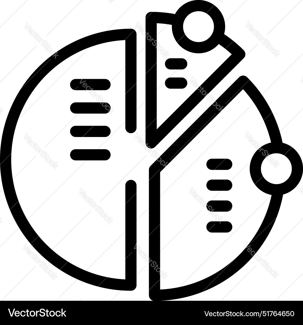 Pie chart showing data analysis with lines vector image