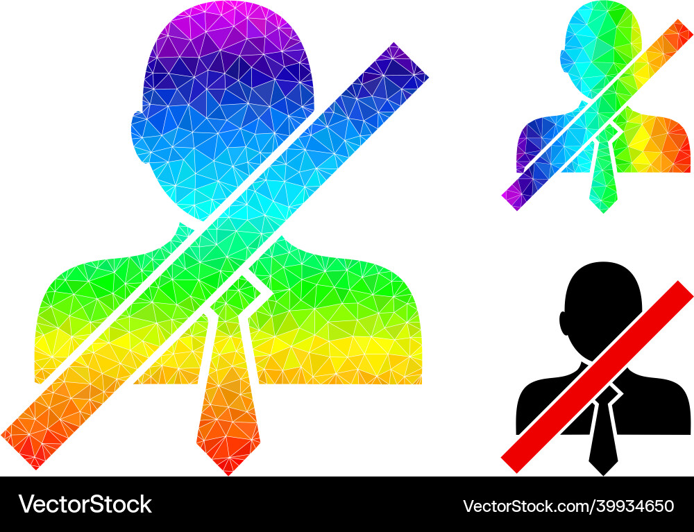Polygonal wrong clerk icon with spectrum Vector Image
