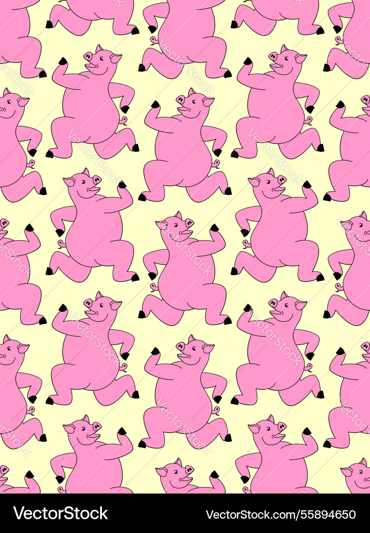 Running pig pattern seamless swine run background vector image