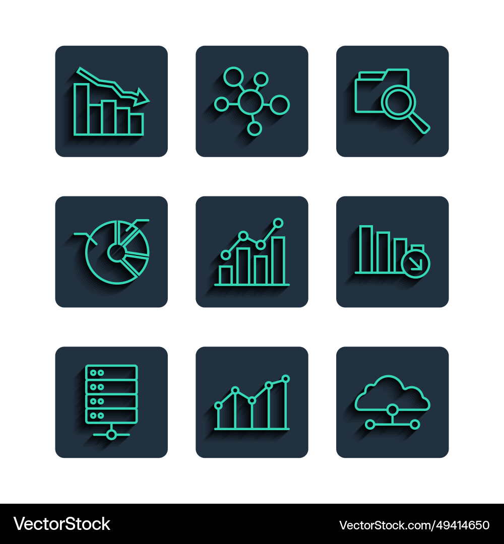 Set line server pie chart infographic network Set line server pie chart infographic network Vector Image