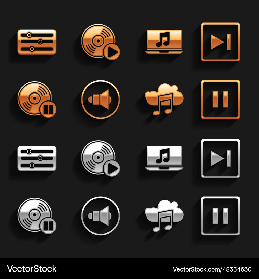 Set speaker volume fast forward pause button Vector Image