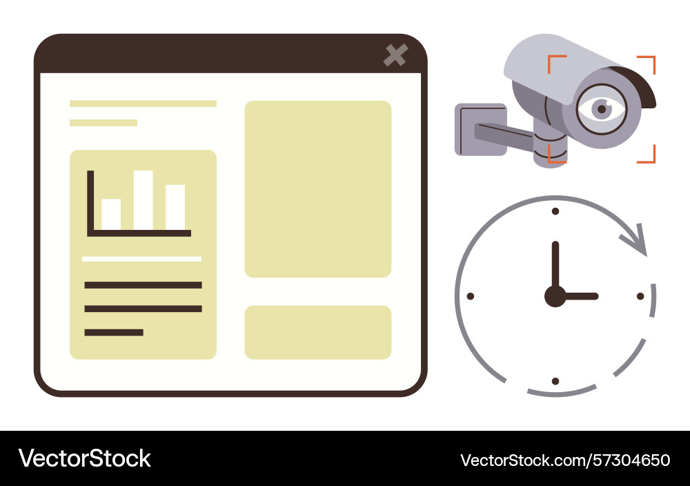 Web dashboard analytics security camera Web dashboard analytics security camera vector image