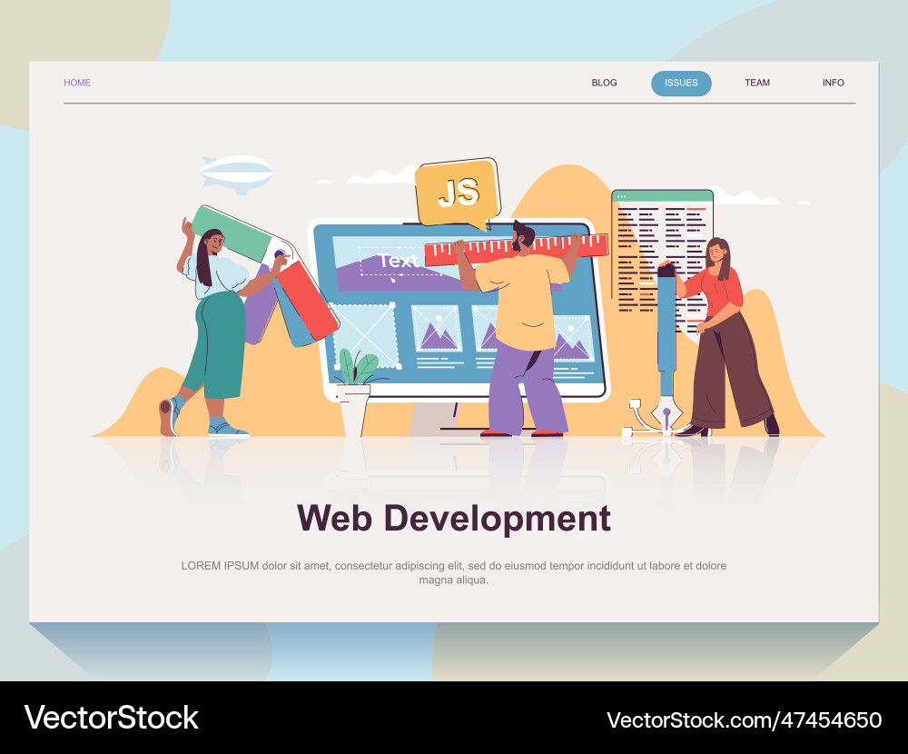 Web development concept for landing page in flat vector image