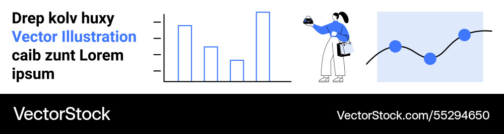 Woman analyzing data with bar chart and line graph Vector Image