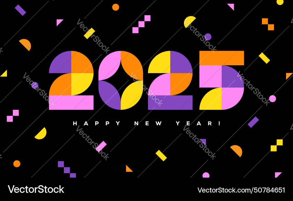 2025 new year card with numbers Royalty Free Vector Image
