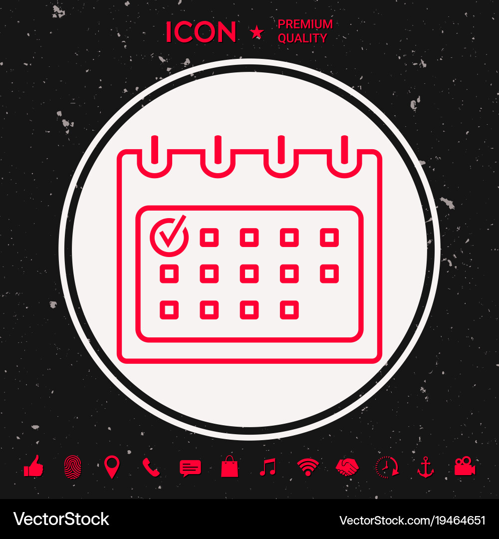 Calendar with check mark- line icon vector image