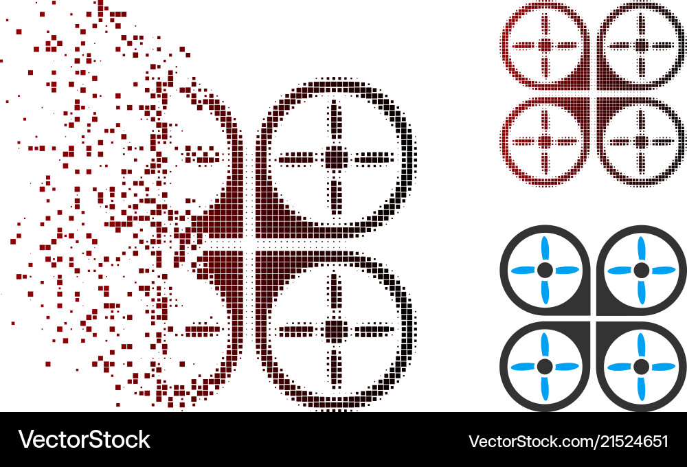 Decomposed pixel halftone copter icon Decomposed pixel halftone copter icon Vector Image