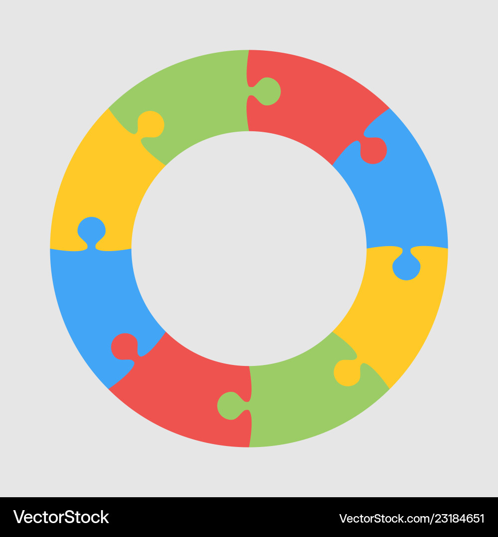 Eight pieces puzzle circle of infographic jigsaw Eight pieces puzzle circle of infographic jigsaw vector image