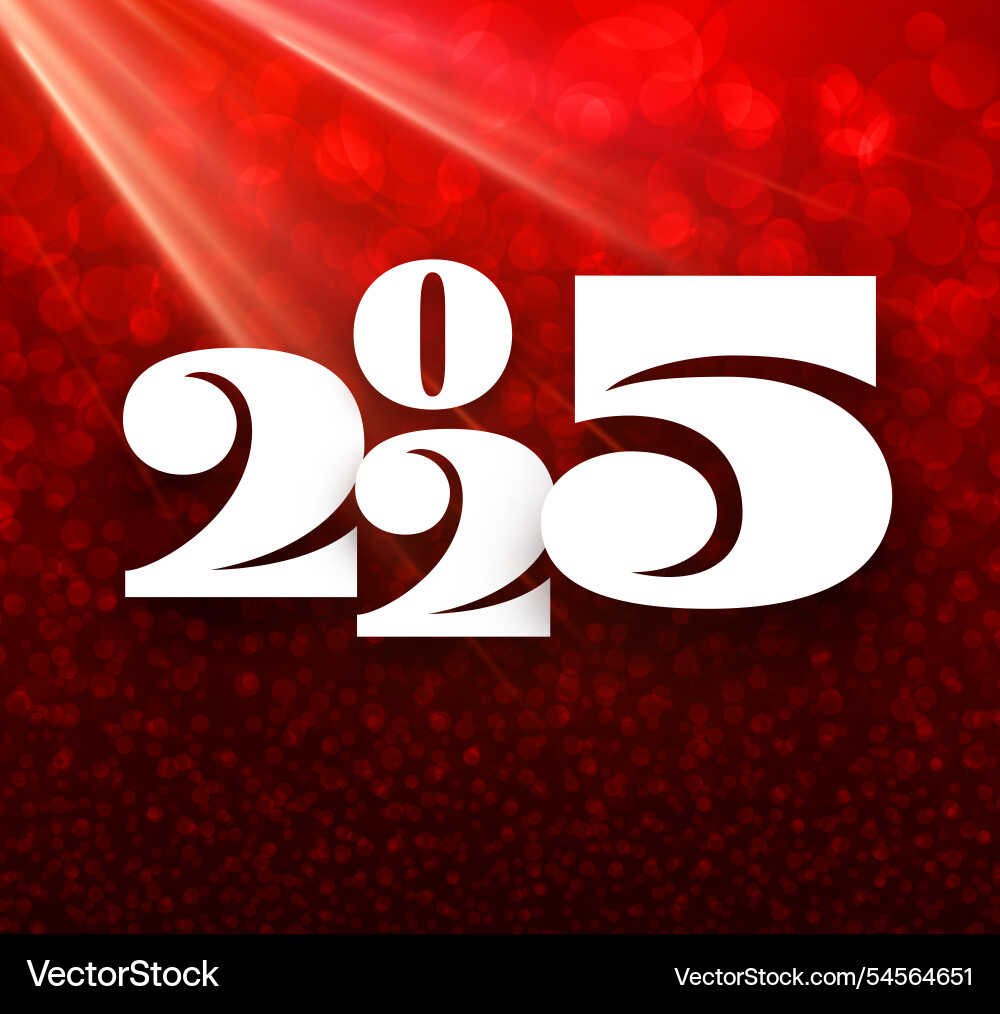 Elegant 2025 design with red bokeh background Elegant 2025 design with red bokeh background vector image