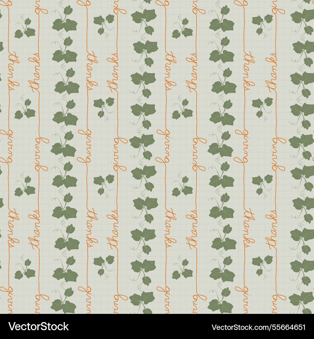 Giving thanks on vertical stripe trailing sage Giving thanks on vertical stripe trailing sage vector image