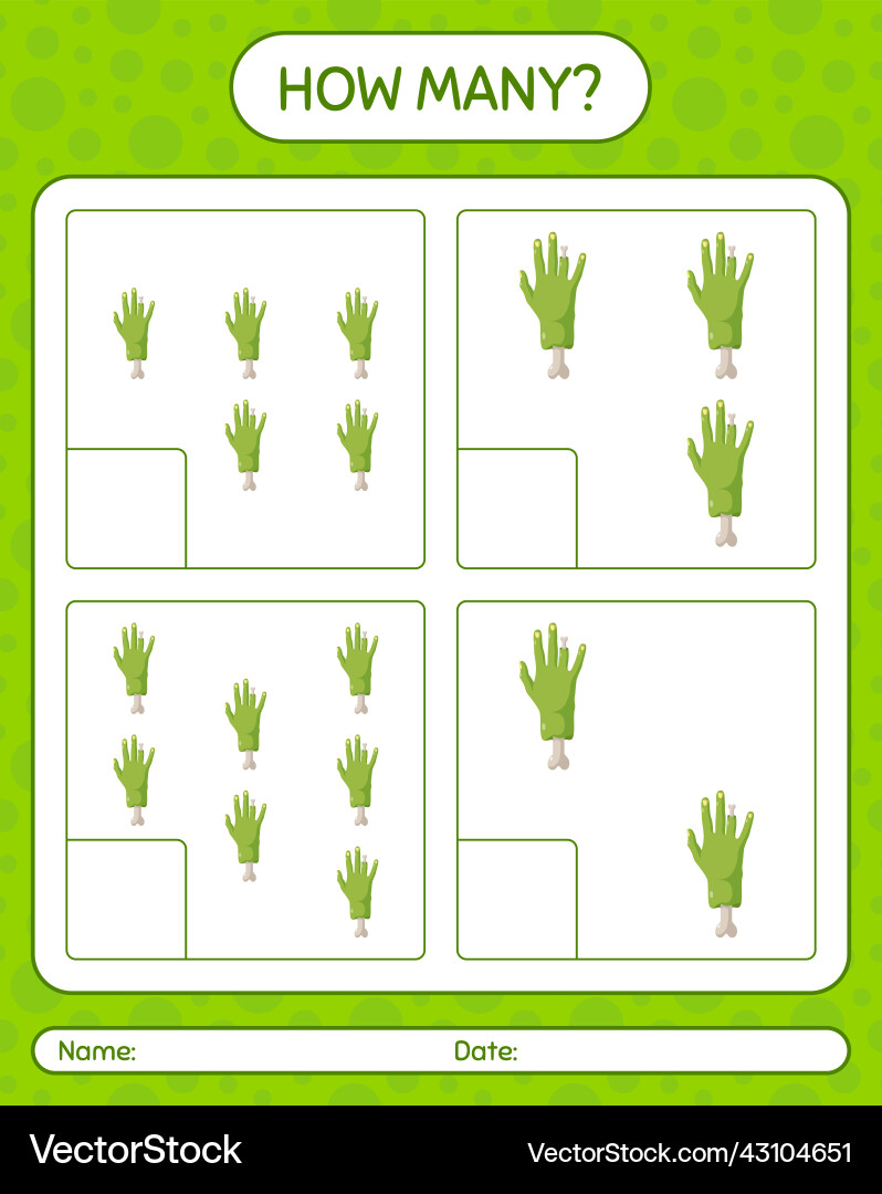 How many counting game with zombies hand How many counting game with zombies hand vector image