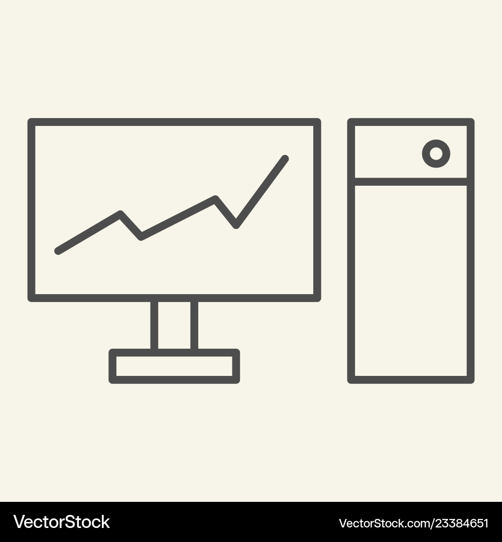Monitor with graph on the screen thin line icon Monitor with graph on the screen thin line icon vector image