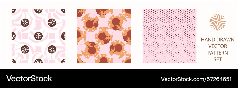 Polka dot blockprint seamless pattern set Polka dot blockprint seamless pattern set vector image