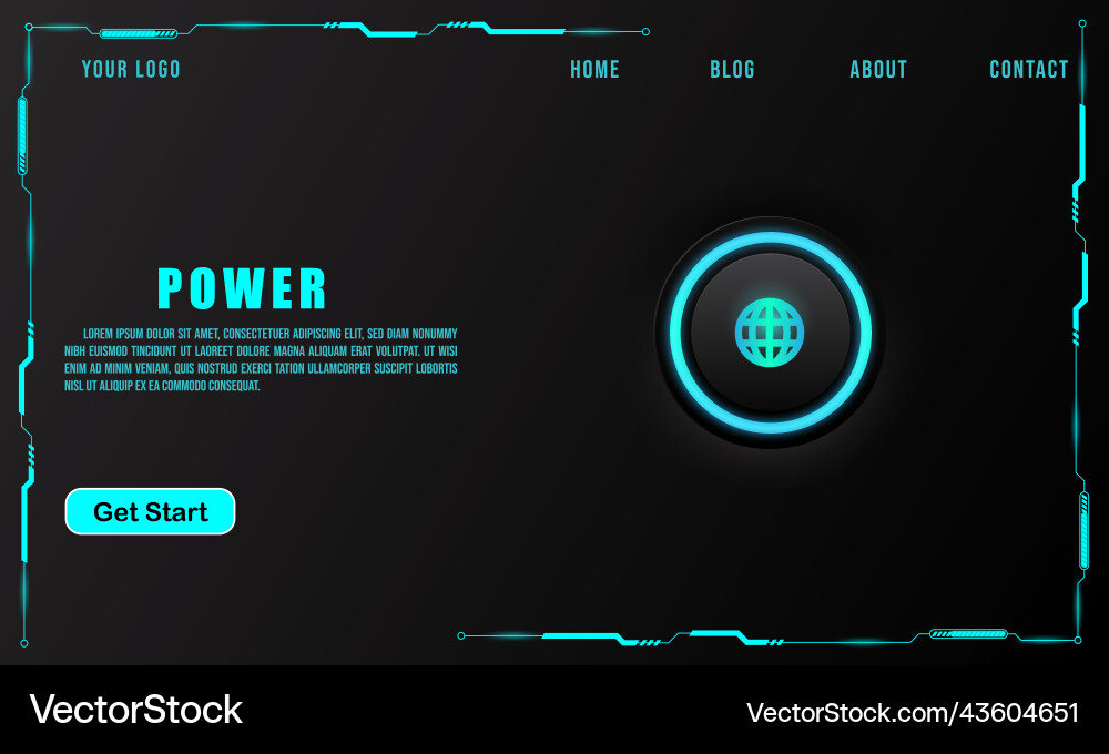 Power button on technology background vector image