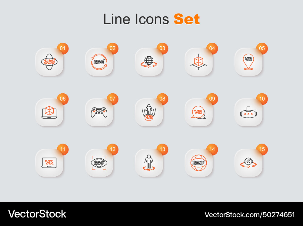 Set line 360 degree view 3d modeling virtual Set line 360 degree view 3d modeling virtual Vector Image