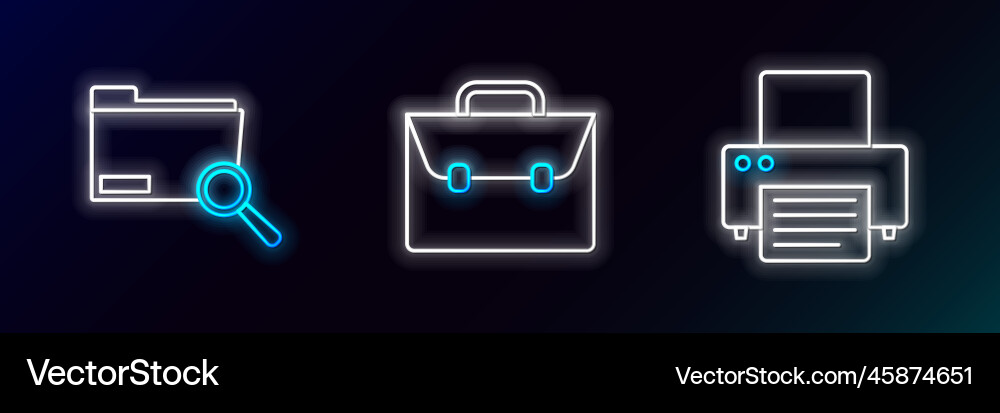 Set line printer search concept with folder Set line printer search concept with folder vector image