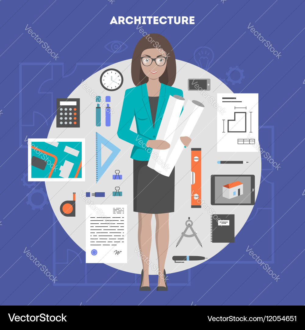 Set of icons flat architecture and design Vector Image