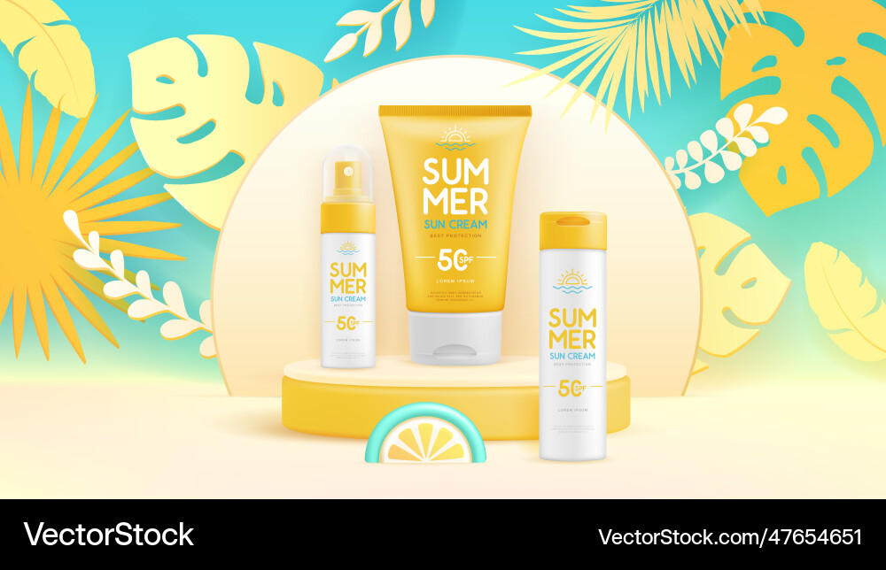 Sommer Hintergrund mit 3d Satz Sonnenschutzrohre Sommer Hintergrund mit 3d Satz Sonnenschutzrohre vektorbild