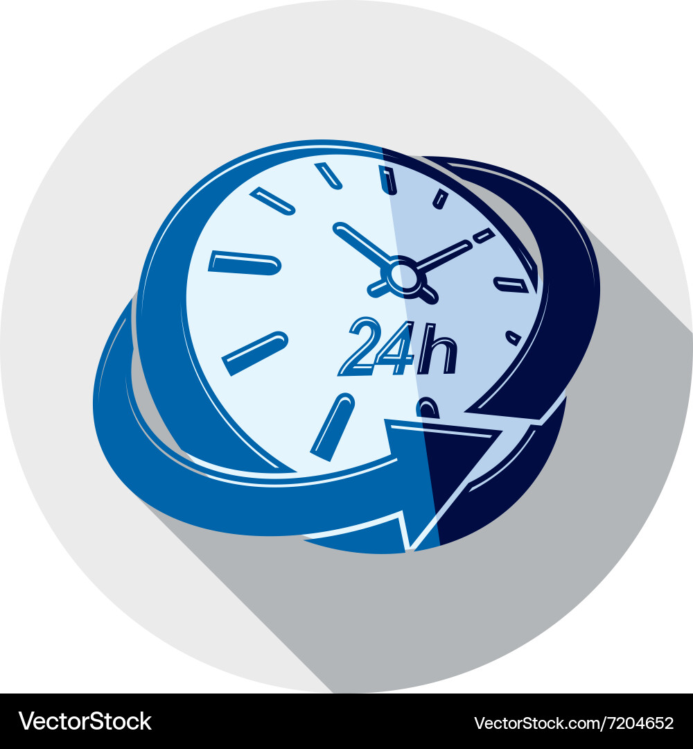 24 hours-a-day interface icon 3d clock time vector image