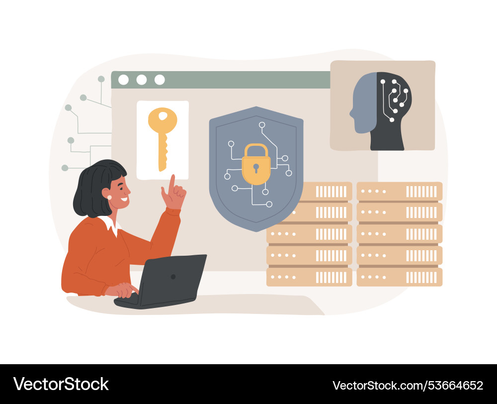 Ai-enhanced data security abstract concept Ai-enhanced data security abstract concept vector image