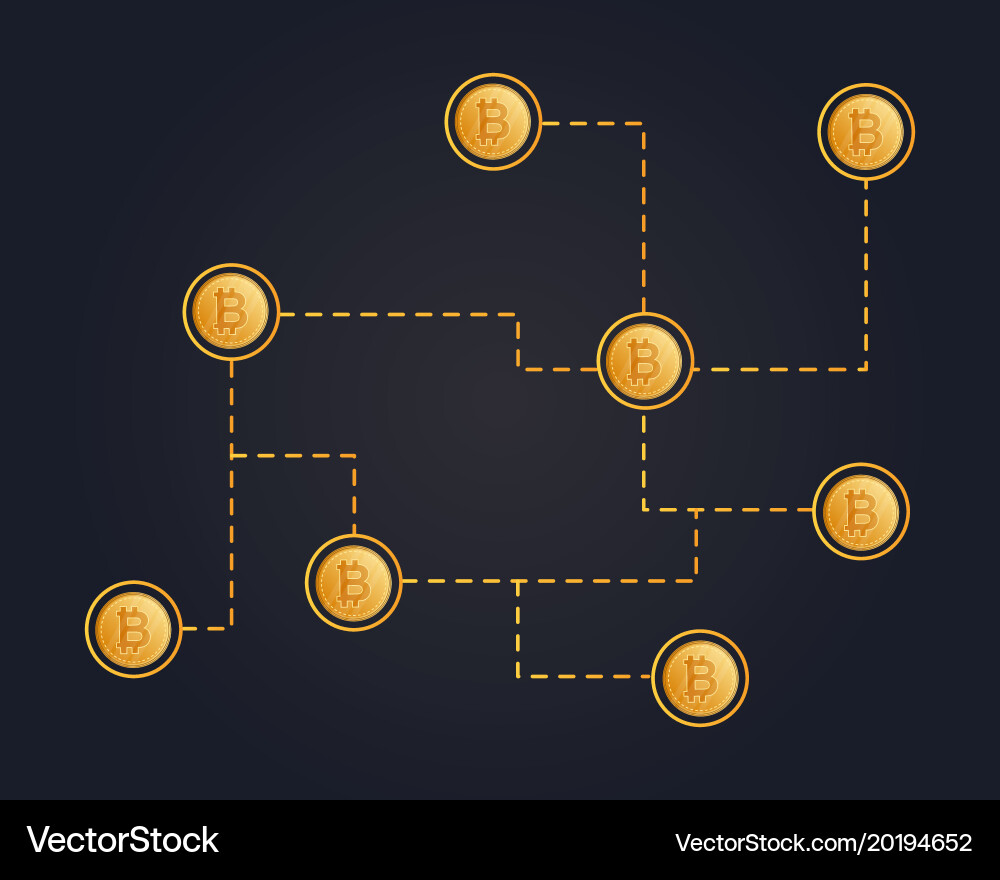 Bitcoin cryptocurrency on black background style Vector Image