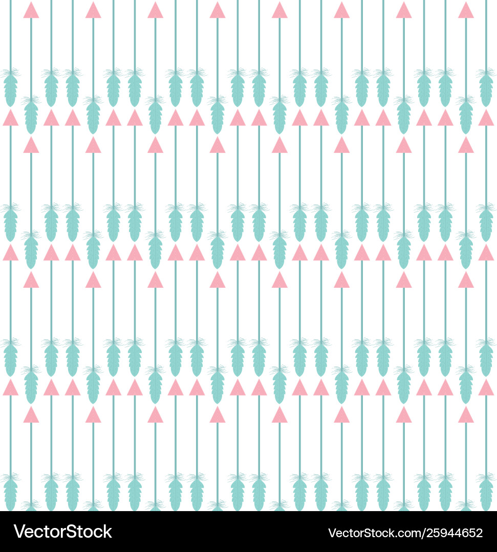 Bohemian arrows with feathers pattern background vector image