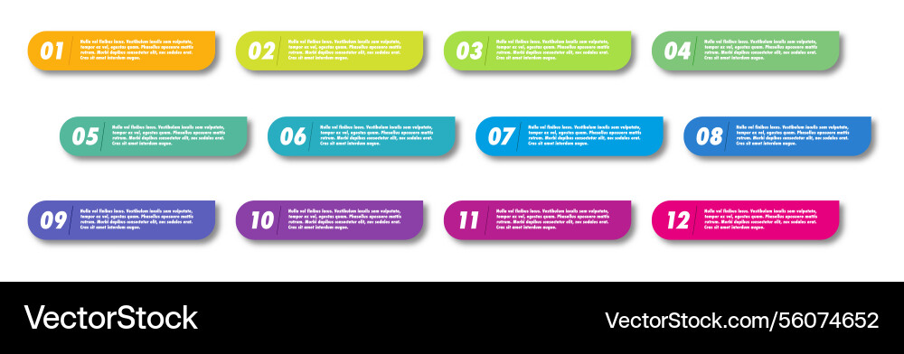 Bullet points numbers from 1 to 12 list markers Bullet points numbers from 1 to 12 list markers vector image