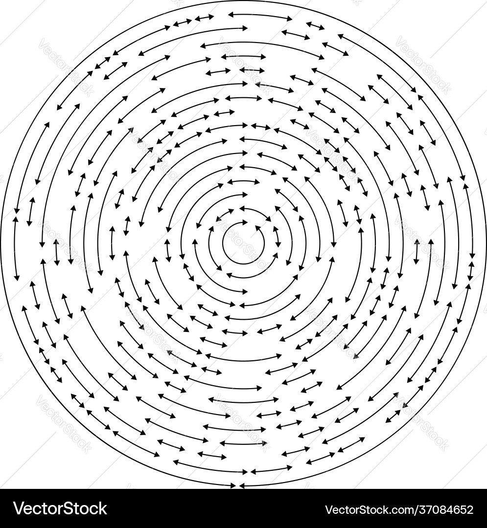 Circular concentric arrows in opposite direction Vector Image