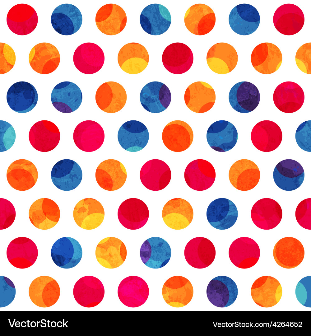 Colored circle seamless pattern with grunge effect Vector Image